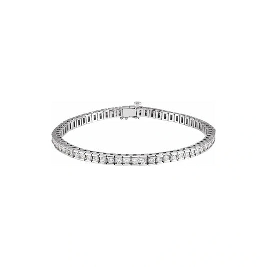 14K White Gold 4.00 CTW Round Diamond Box-Set Tennis Bracelet