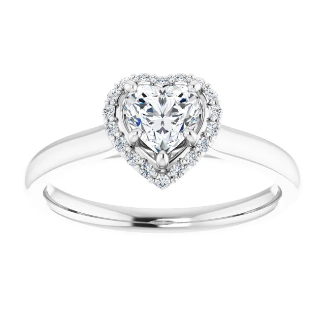 14K White Gold 5/8 CTW Heart Halo Diamond Engagement Ring
