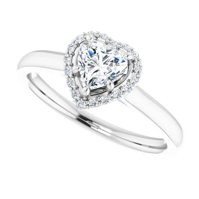 14K White Gold 5/8 CTW Heart Halo Diamond Engagement Ring