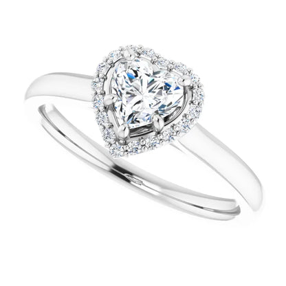 14K White Gold 5/8 CTW Heart Halo Diamond Engagement Ring