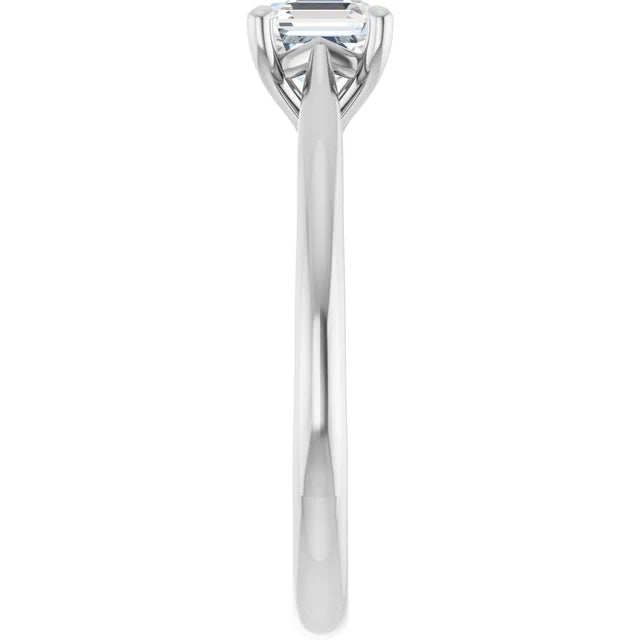 14K White Gold 0.70 CTW Asscher Solitaire Diamond Engagement Ring