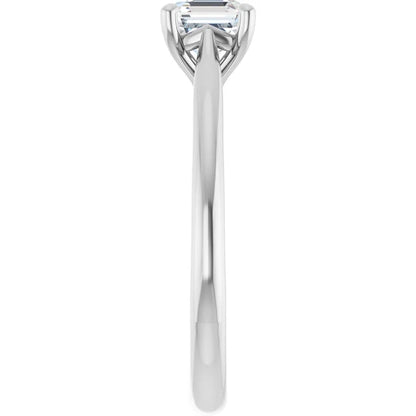 14K White Gold 0.70 CTW Asscher Solitaire Diamond Engagement Ring
