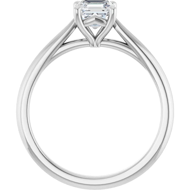 14K White Gold 0.70 CTW Asscher Solitaire Diamond Engagement Ring