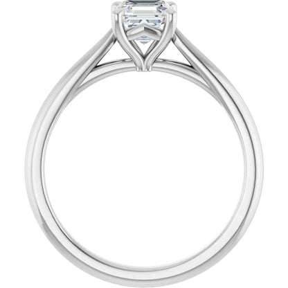 14K White Gold 0.70 CTW Asscher Solitaire Diamond Engagement Ring