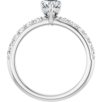 14K White Gold 7/8 CTW Heart Pavé Band Diamond Engagement Ring