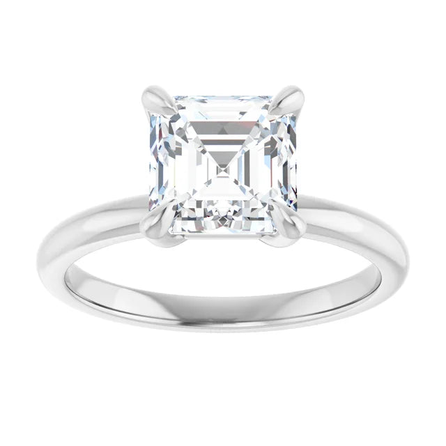 14K White Gold 1.93 CTW Asscher Solitaire Diamond Engagement Ring
