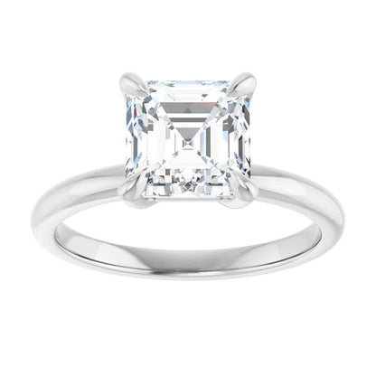 14K White Gold 1.93 CTW Asscher Solitaire Diamond Engagement Ring
