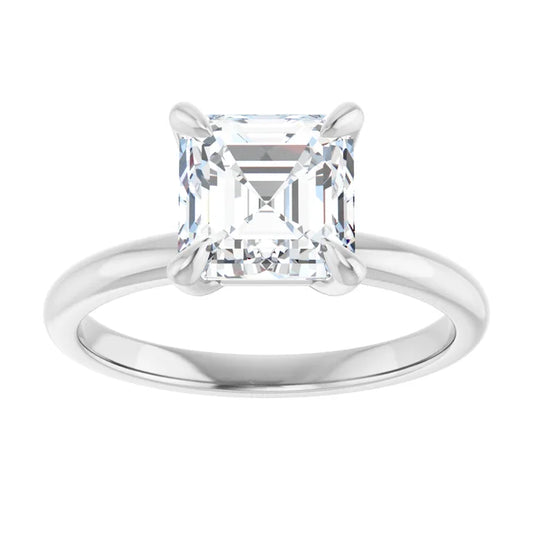 14K White Gold 1.93 CTW Asscher Solitaire Diamond Engagement Ring