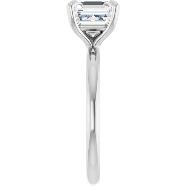 14K White Gold 1.93 CTW Asscher Solitaire Diamond Engagement Ring