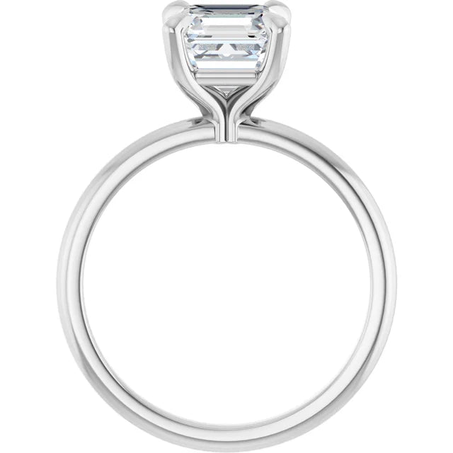 14K White Gold 1.93 CTW Asscher Solitaire Diamond Engagement Ring