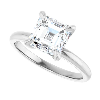 14K White Gold 1.93 CTW Asscher Solitaire Diamond Engagement Ring