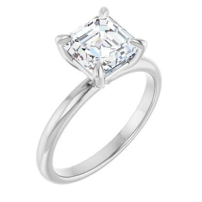 14K White Gold 1.93 CTW Asscher Solitaire Diamond Engagement Ring