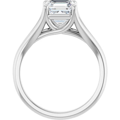 14K White Gold 1.91 CTW Asscher Split Shank Cathedral Diamond Engagement Ring