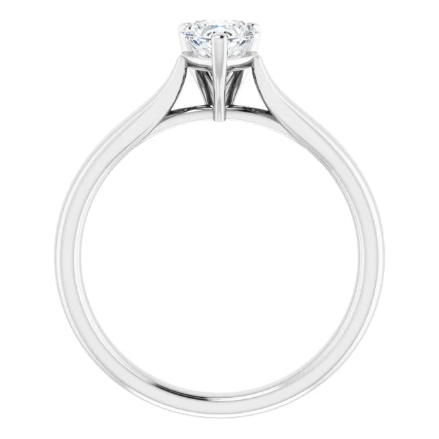 14K White Gold Heart Center Diamond Engagement Ring