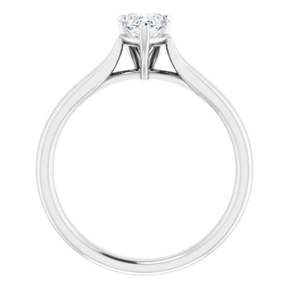 14K White Gold Heart Center Diamond Engagement Ring
