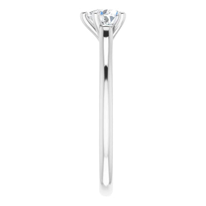 14K White Gold Heart Diamond Slim Band Solitaire Engagement Ring