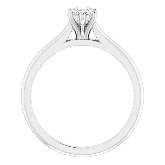 14K White Gold Heart Diamond Slim Band Solitaire Engagement Ring