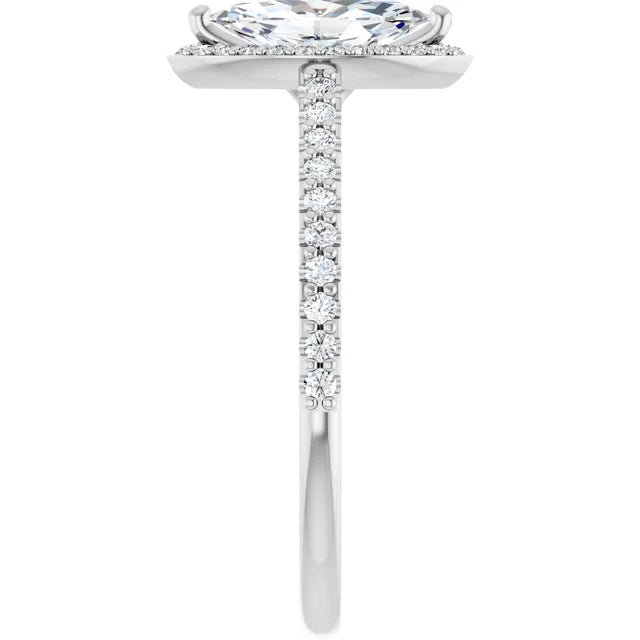 14K White Gold 1.01 CTW Marquise Halo Diamond Engagement Ring