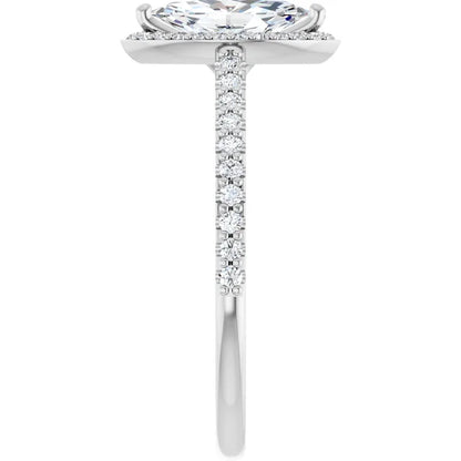 14K White Gold 1.01 CTW Marquise Halo Diamond Engagement Ring