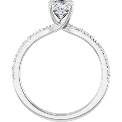 14K White Gold Oval 1.00 CTW Pavé Diamond Engagement Ring