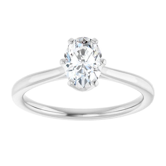 14K White Gold 0.70 CTW Oval Cut Basket Solitaire Diamond Engagement Ring
