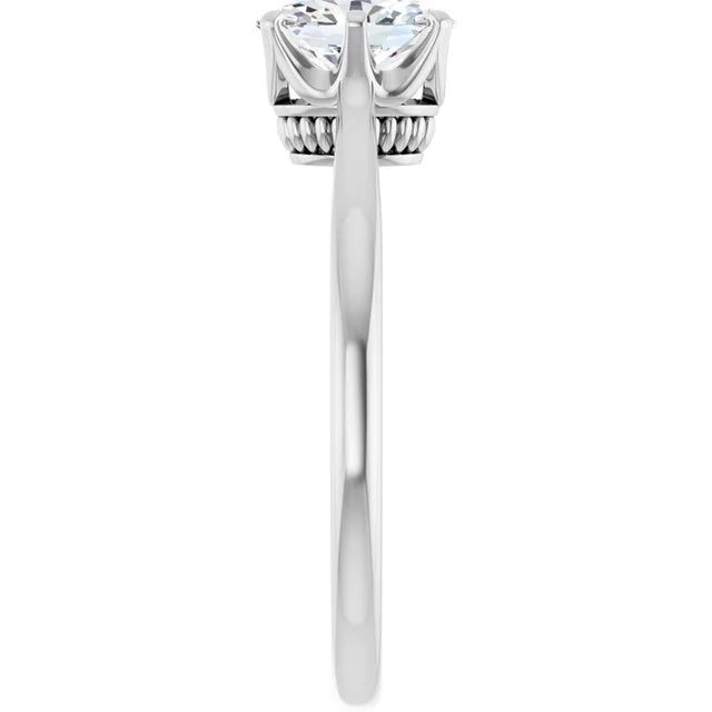14K White Gold 0.70 CTW Oval Cut Basket Solitaire Diamond Engagement Ring-diamondnetjewellery