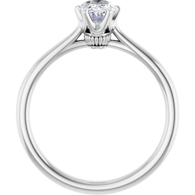 14K White Gold 0.70 CTW Oval Cut Basket Solitaire Diamond Engagement Ring-diamondnetjewellery