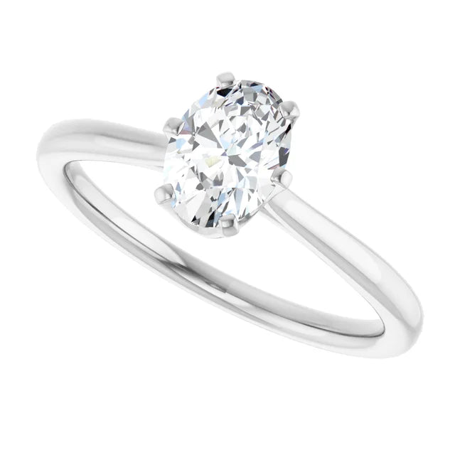14K White Gold 0.70 CTW Oval Cut Basket Solitaire Diamond Engagement Ring-diamondnetjewellery