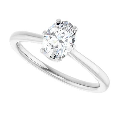 14K White Gold 0.70 CTW Oval Cut Basket Solitaire Diamond Engagement Ring-diamondnetjewellery