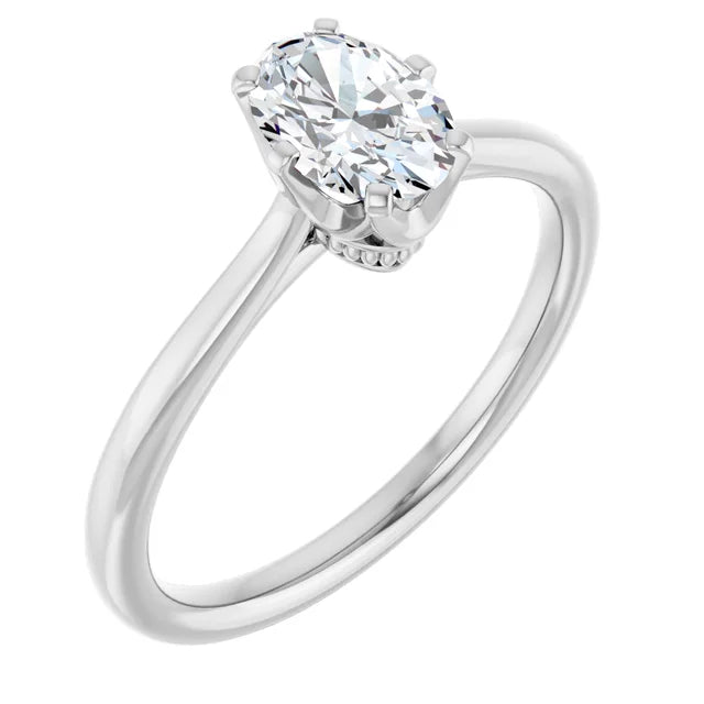 14K White Gold 0.70 CTW Oval Cut Basket Solitaire Diamond Engagement Ring-diamondnetjewellery