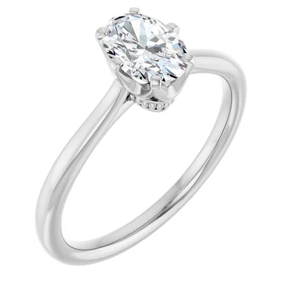 14K White Gold 0.70 CTW Oval Cut Basket Solitaire Diamond Engagement Ring-diamondnetjewellery