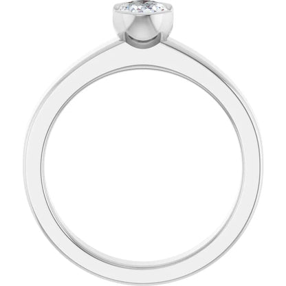 14K White Gold 0.51 CTW Oval Cut Bezel Diamond Engagement Ring