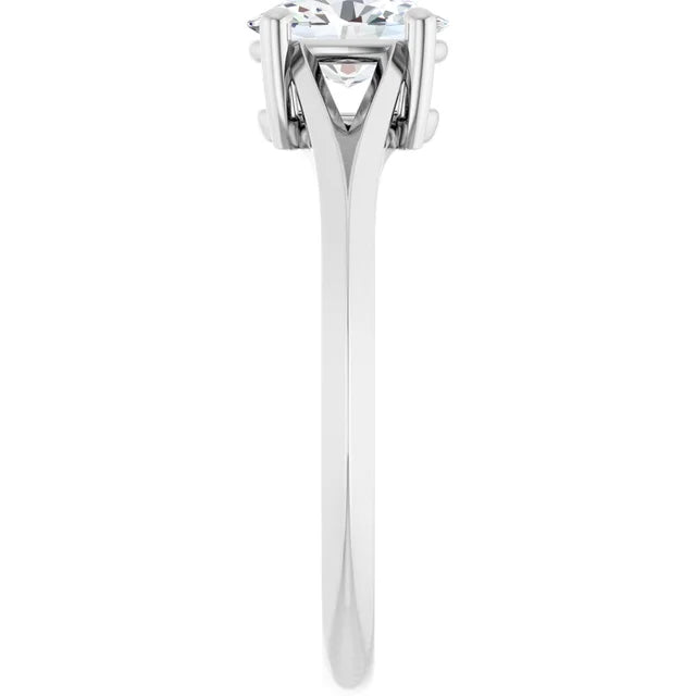 14K White Gold 0.80 CTW Oval Cut Split Shank Solitaire Diamond Engagement Ring-diamondnetjewellery