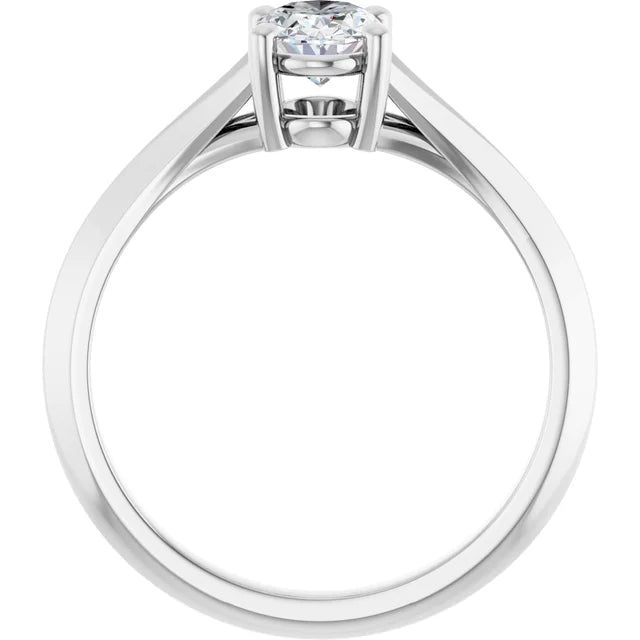 14K White Gold 0.80 CTW Oval Cut Split Shank Solitaire Diamond Engagement Ring-diamondnetjewellery