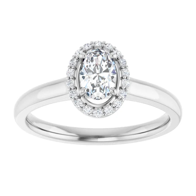 14K White Gold 0.49 CTW Oval Cut Halo Diamond Engagement Ring