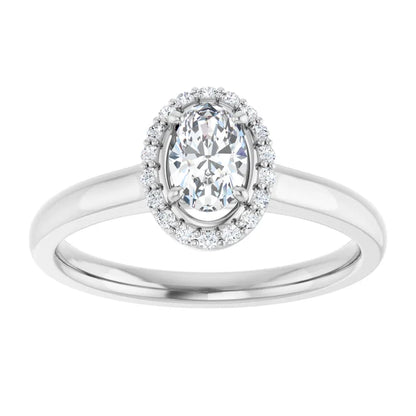 14K White Gold 0.49 CTW Oval Cut Halo Diamond Engagement Ring