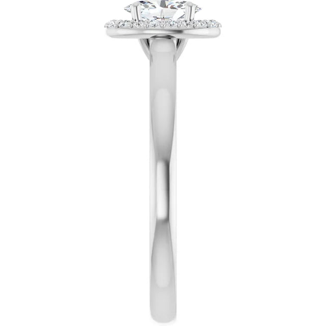 14K White Gold 0.49 CTW Oval Cut Halo Diamond Engagement Ring