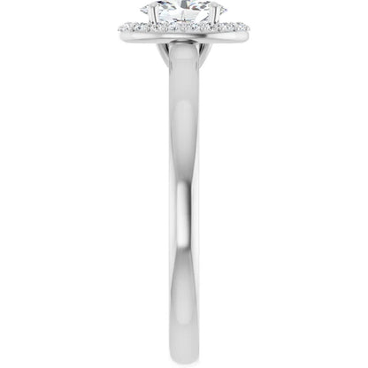 14K White Gold 0.49 CTW Oval Cut Halo Diamond Engagement Ring