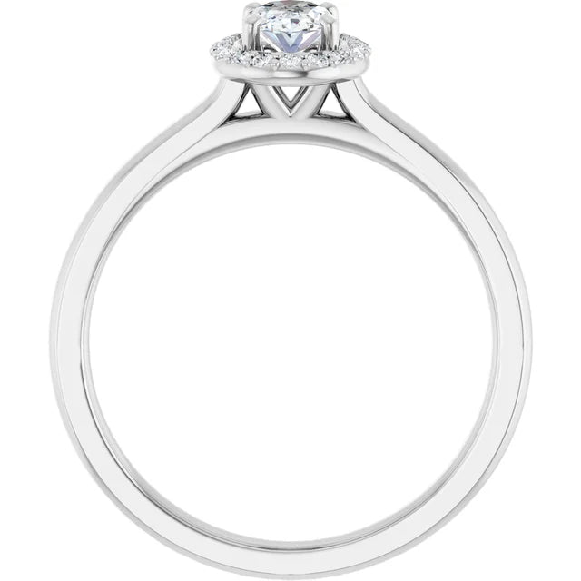 14K White Gold 0.49 CTW Oval Cut Halo Diamond Engagement Ring