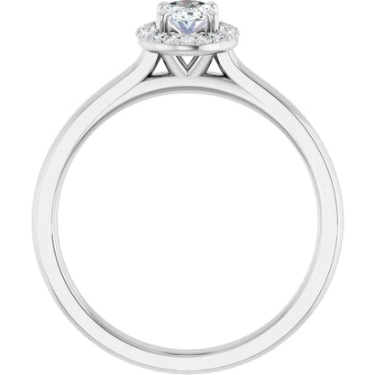 14K White Gold 0.49 CTW Oval Cut Halo Diamond Engagement Ring