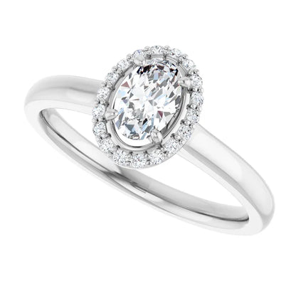 14K White Gold 0.49 CTW Oval Cut Halo Diamond Engagement Ring