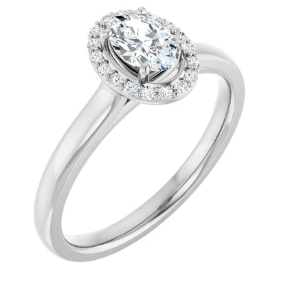 14K White Gold 0.49 CTW Oval Cut Halo Diamond Engagement Ring