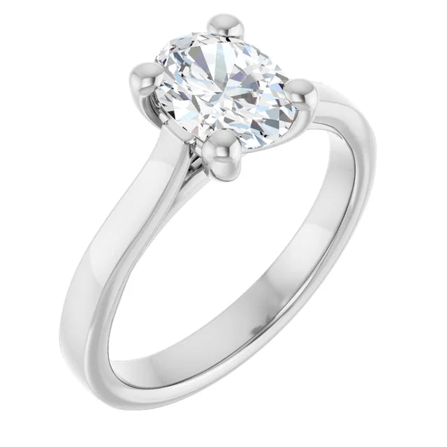 14K White Gold 1.01 CTW Oval Cut Solitaire Diamond Engagement Ring