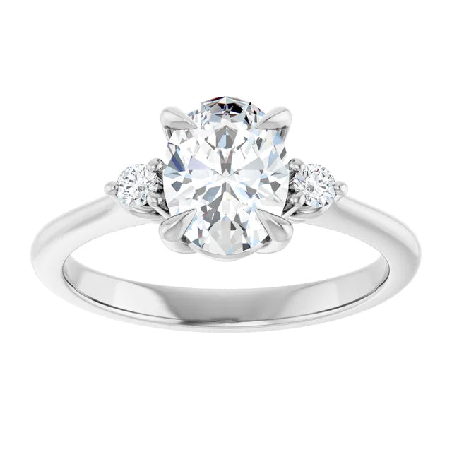 14K White Gold 1.28 CTW Oval Cut Three-Stone Diamond Engagement Ring-diamondnetjewellery