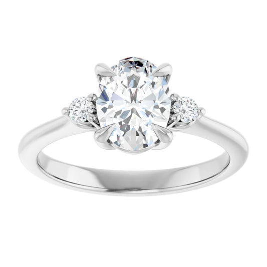 14K White Gold 1.28 CTW Oval Cut Three-Stone Diamond Engagement Ring