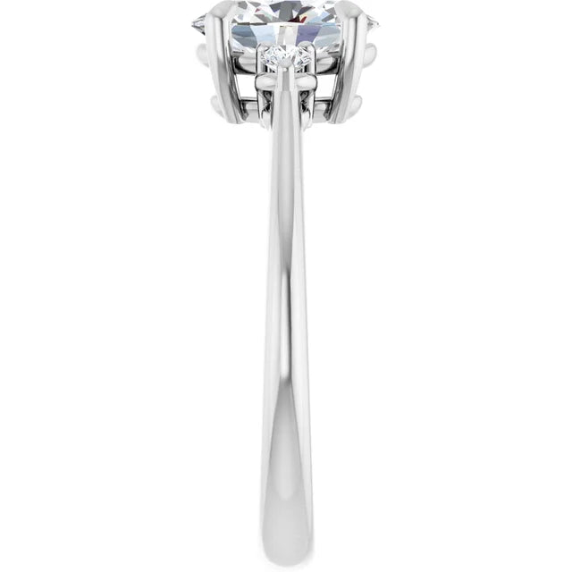 14K White Gold 1.28 CTW Oval Cut Three-Stone Diamond Engagement Ring-diamondnetjewellery