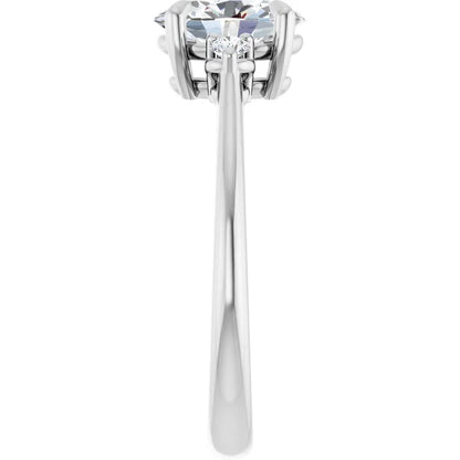 14K White Gold 1.28 CTW Oval Cut Three-Stone Diamond Engagement Ring-diamondnetjewellery