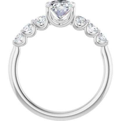 14K White Gold 1.57 CTW Oval Cut Accented Diamond Engagement Ring-diamondnetjewellery