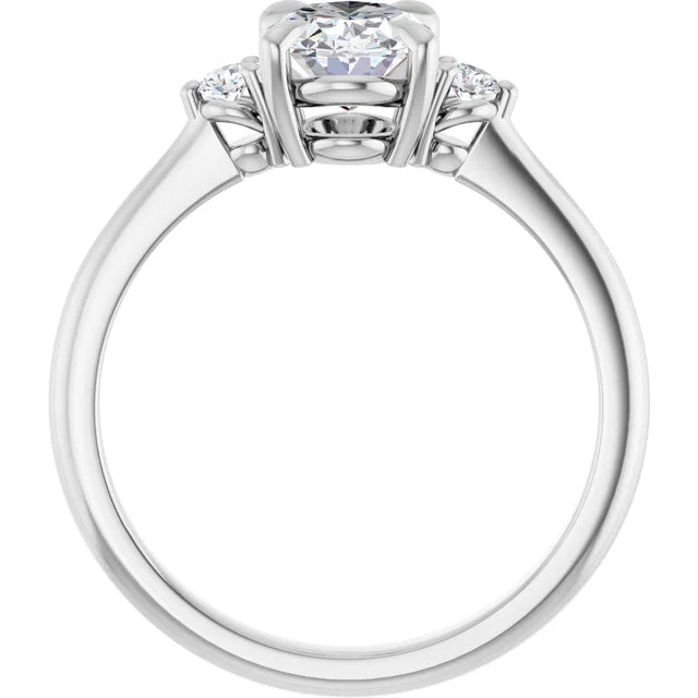 14K White Gold 1.28 CTW Oval Cut Three-Stone Diamond Engagement Ring-diamondnetjewellery
