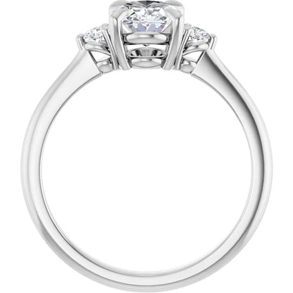 14K White Gold 1.28 CTW Oval Cut Three-Stone Diamond Engagement Ring-diamondnetjewellery